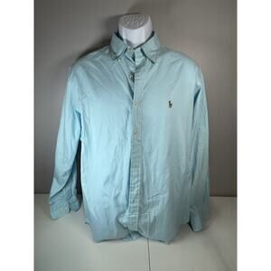 Polo Ralph Lauren Classic Fit Dress Shirt 16.5 34/35 Aqua Blue Button Down